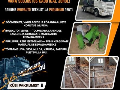 Kuivimuri, puruimuri ja sodiimuri teenus ja rent