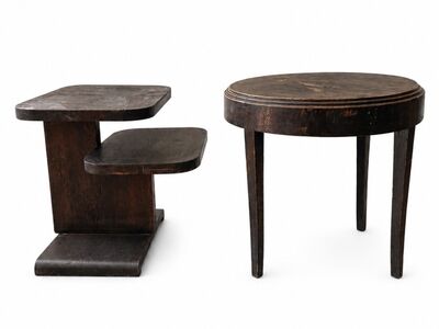 Vintage Art Deco stiilis puidust lauad – 2 tk