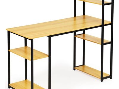 Loft stiilis kirjutuslaud-arvutilaud riiulitega