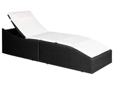 vidaXL polürotangist lamamistool padjaga, must