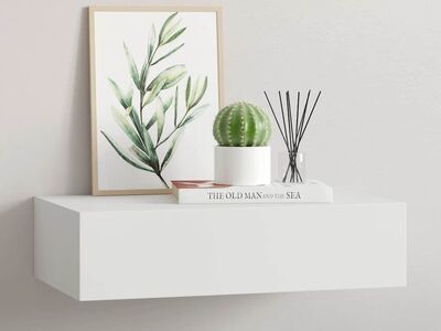 vidaXL sahtliga seinariiul, valge, 40x23,5x10 cm MDF