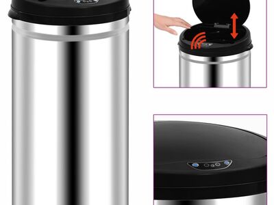 vidaXL automaatanduriga prügikast 50 l roostevaba teras