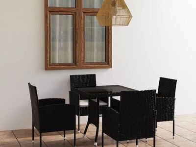 vidaXL 5-osaline aiamööbli komplekt, polürotang, must