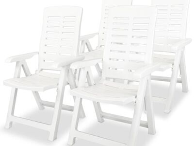 vidaXL allalastava seljatoega aiatoolid, 4 tk, plast, valge