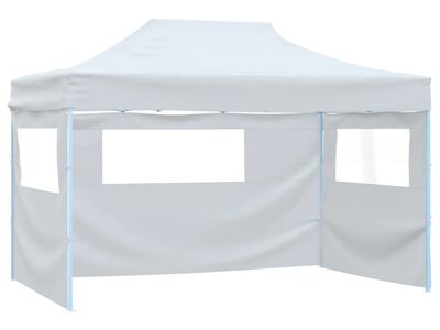 vidaXL kokkupandav peotelk 3 külgseinaga, 291x413x315 cm, valge