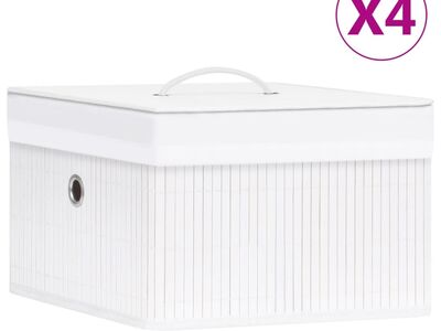vidaXL bambusest hoiukastid, 4 tk, valge