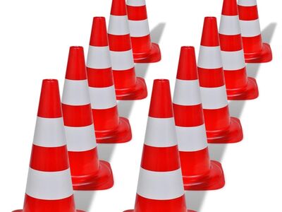 Kümme helkurribaga punast ja valget koonust, 50 cm