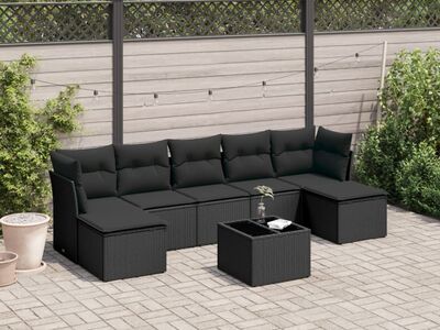 vidaXL 8-osaline aiadiivani komplekt patjadega, must, polürotang