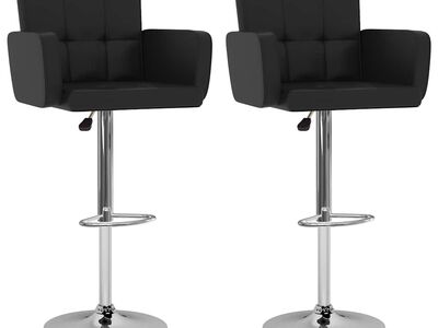 vidaXL baaripukid 2 tk, must, kunstnahk
