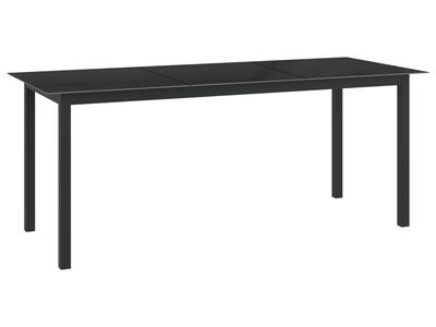 vidaXL aialaud, must, 190 x 90 x 74 cm, alumiinium ja klaas