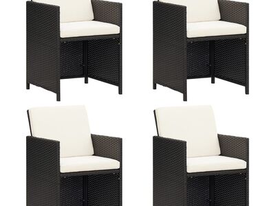 vidaXL aia söögitoolid koos istmepatjadega 4 tk, must, polürotang