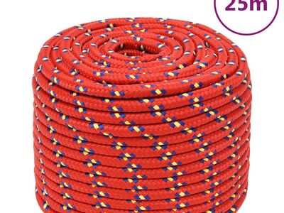 vidaXL paadiköis, punane, 12 mm, 25 m, polüpropüleen