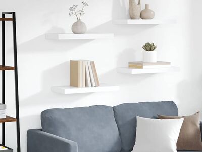 vidaXL seinariiulid, 4 tk, valge, 50 x 23,5 x 3,8 cm MDF
