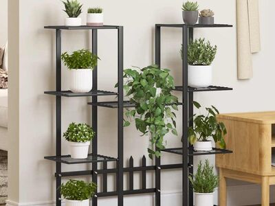 vidaXL lillealus, 94,5x25x89 cm, must, raud