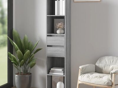 vidaXL raamatukapp, hall Sonoma tamm, 36 x 30 x 171 cm, tehispuit