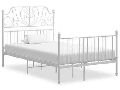 vidaXL voodiraam, valge, metall, 120 x 200 cm