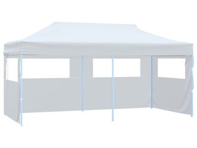 vidaXL kokkupandav pop-up peotelk külgseintega, 3 x 6 m, teras, valge