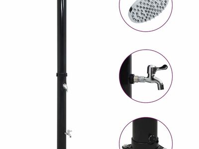 vidaXL päikesedušš, must 220 cm 20 l