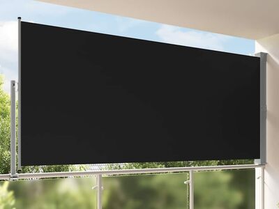 vidaXL lahtitõmmatav terrassi külgsein, 160 x 300 cm, must