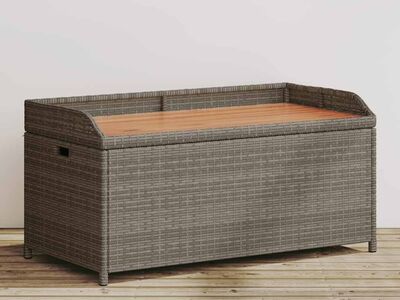 vidaXL hoiupink, hall, 100x50x52 cm, must, PE-rotang ja akaatsiapuit