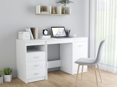 vidaXL kirjutuslaud, valge, 140 x 50 x 76 cm tehispuit