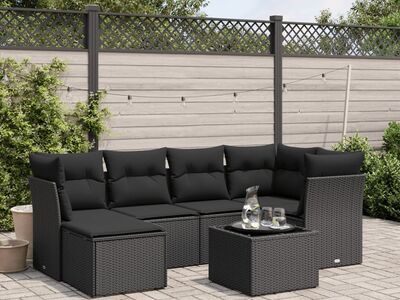 vidaXL 7-osaline aiadiivani komplekt patjadega, must, polürotang