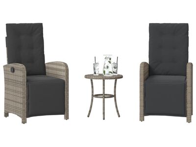 vidaXL 3-osaline bistrookomplekt istmepatjadega, hall, polürotang