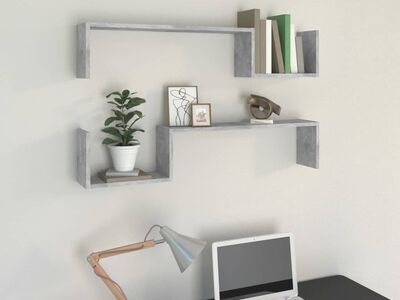 vidaXL seinariiulid 2 tk, betoonhall, 100x15x20 cm, tehispuit