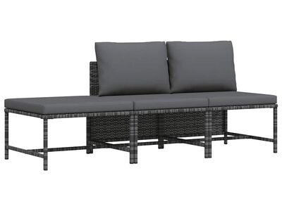 vidaXL 3-osaline aiamööblikomplekt patjadega, hall, polürotang