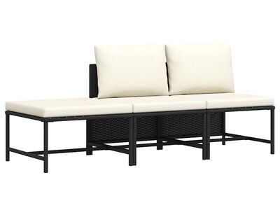 vidaXL 3-osaline aiadiivanikomplekt patjadega, must, polürotang