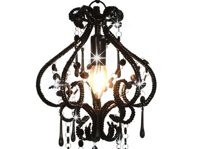 vidaXL laelamp helmestega must ümmargune E14