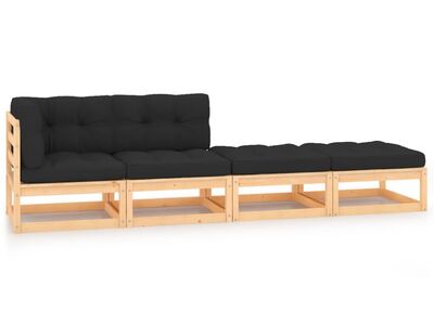 vidaXL 4-osaline aiamööblikomplekt istmepatjadega, männipuit