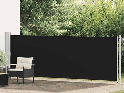 vidaXL lahtitõmmatav terrassi külgsein, 140 x 600 cm, must