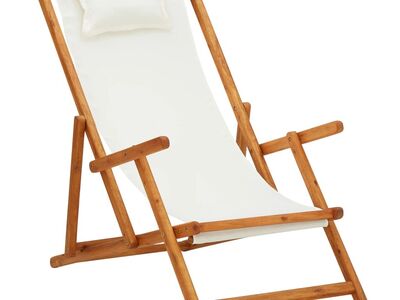 vidaXL rannatool, eukalüptipuit ja kangas, kreemjasvalge