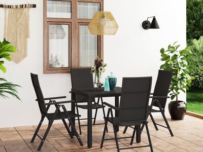 vidaXL 5-osaline aia söögimööbli komplekt, must