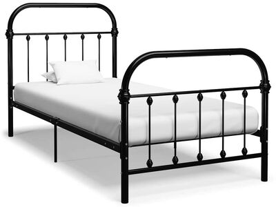 vidaXL voodiraam must metallist 90 x 200 cm