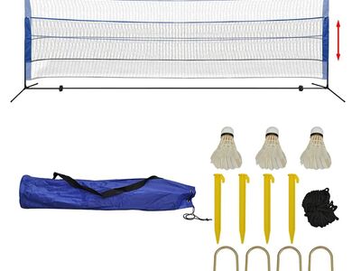vidaXL sulgpallivõrk sulgpallidega 500 x 155 cm