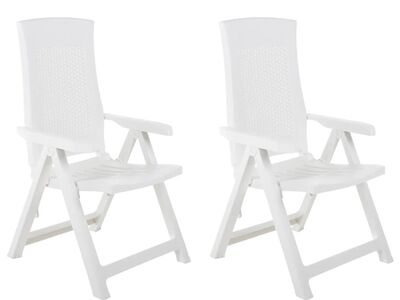 vidaXL allalastava seljatoega aiatoolid, 2 tk, plast, valge