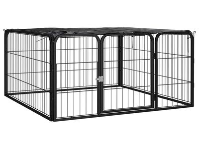 vidaXL koera mänguaedik 4 paneeli must 100x50 cm pulbervärvitud teras