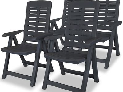 vidaXL allalastava seljatoega aiatoolid, 4 tk, plast, antratsiithall