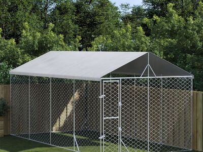 vidaXL katusega koeraaedik, hõbedane, 3x6x2,5 m, tsingitud teras