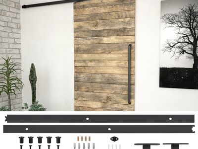 vidaXL liugukse SKIEN tarvikute komplekt 200 cm terasest, must
