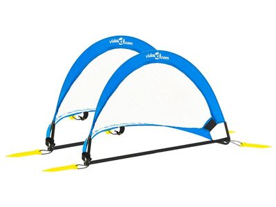 vidaXL laste jalgpalliväravad 2 tk hoiukotiga, 75,5x46x48 cm