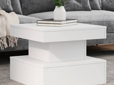 vidaXL LED-tuledega kohvilaud, valge, 50 x 50 x 40 cm