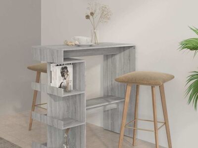 vidaXL baarilaud riiuliga, hall sonoma, 100x50x101.5 cm