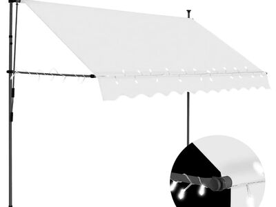vidaXL käsitsi sissetõmmatav varikatus, LED, 300 cm, kreemjasvalge
