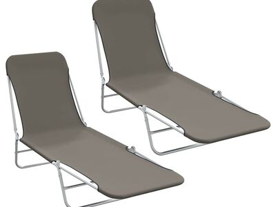 vidaXL kokkupandav lamamistool 2 tk, teras ja kangas, hall