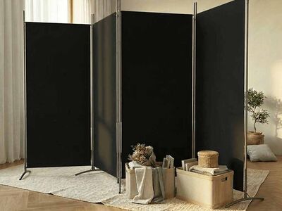 vidaXL 4 paneeliga sirm, must, 346x180 cm, kangas