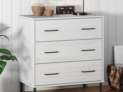 vidaXL 3 sahtliga puhvetkapp, valge, 77x40x79,5 cm täispuidust, OSLO