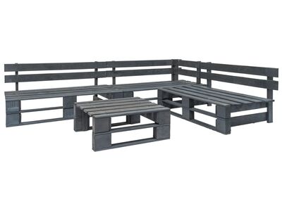 vidaXL 4-osaline aiamööblikomplekt, kaubaalustest, puit, hall